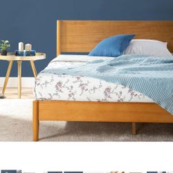 ZINUS Allen Mid Century Wood Platform Bed Frame, Solid Wood Foundation, Wood Slat Support, No Box Spring Needed, Easy Assembly, Full, Brown