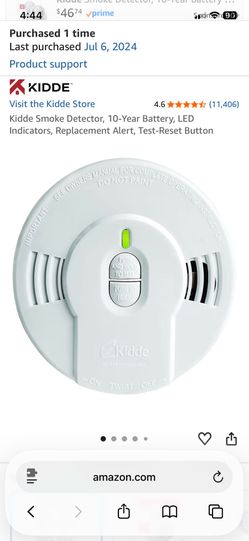 Kidde Smoke Detector, 10-Year Battery, LED Indicators, Replacement Alert, Test-Reset Button