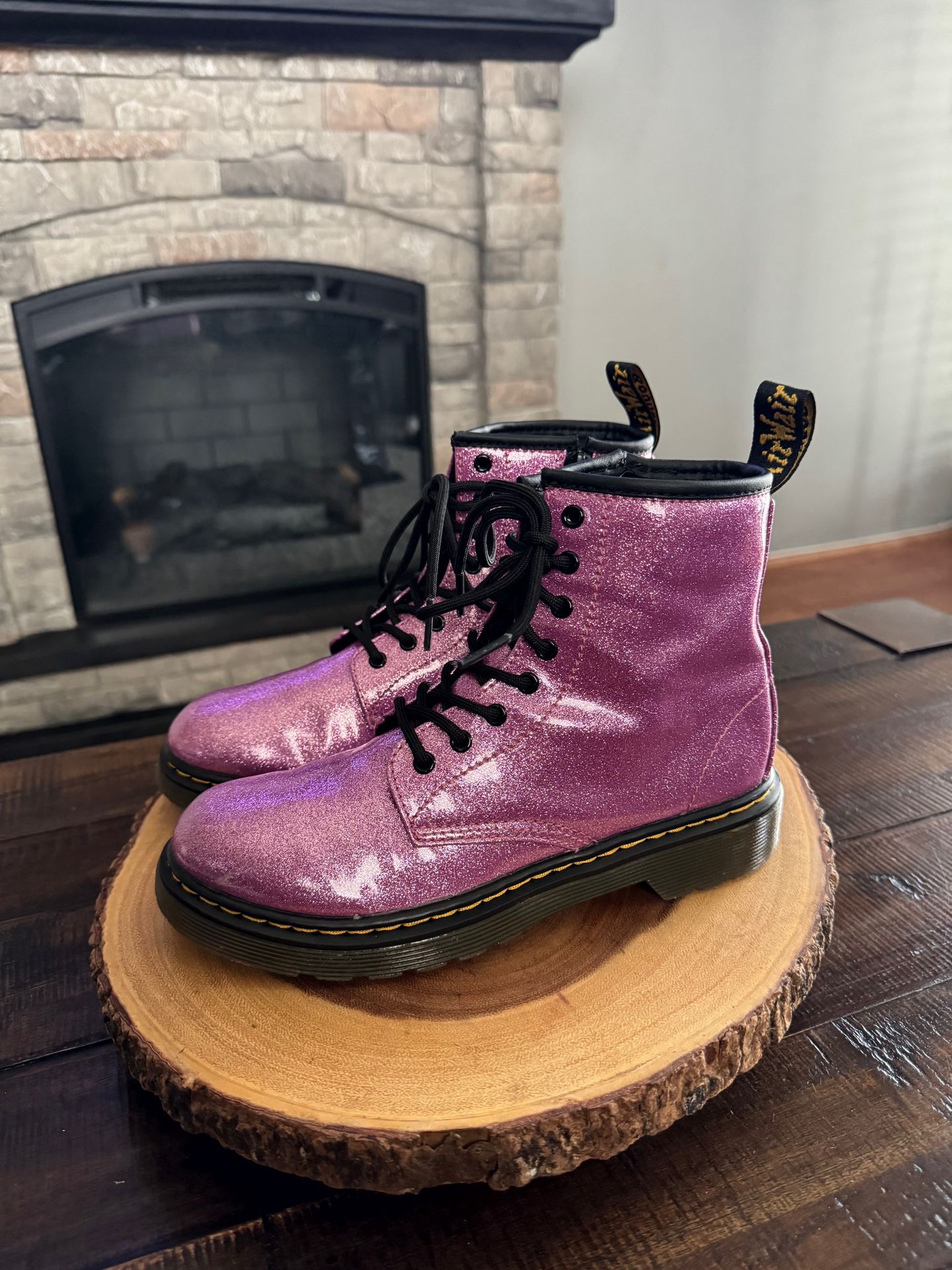 Dr. Martens 1460 8-Eye Glitter Boots. Size 3. Little girls. Color Pink glitter. Great condition. 