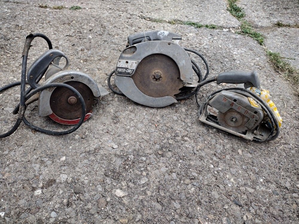 Lot Of 3 Electric Circular Saws PORTER CABLE, MALLSAW, WARDS.
