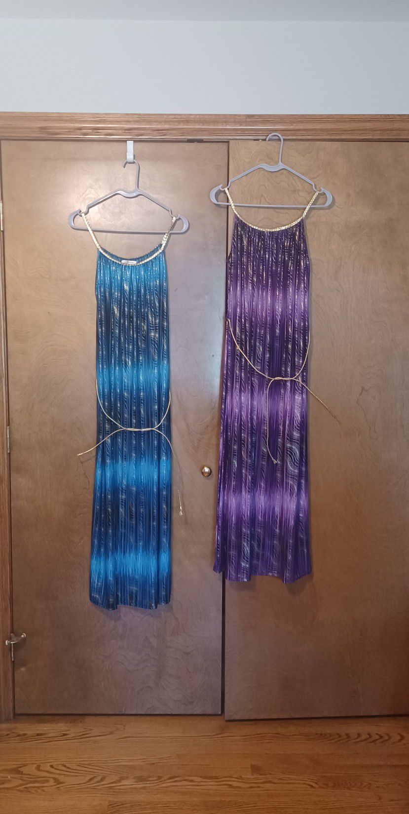 Summer
Shimmery maxi dresses Purple/gold Or Blue/gold size Small $10 ea