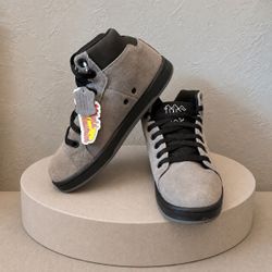 World Industries Havoc Mid Top Skull Skate Shoes Gray Black Suede Y2K Mens 7