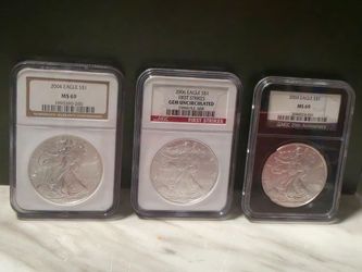 Lot of 3 Slabbed American Silver Eagles