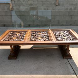 Antique Hand Carved Wood Table