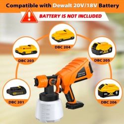 Cordless Paint Sprayer Gun for Dewalt 20v Max Battery Operated Paint Sprayer, Portable HVLP Paint Sprayers (Battery NOT Included) 
