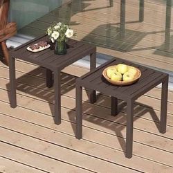 New Set of 2 Outdoor Patio Aluminum Side End Tables