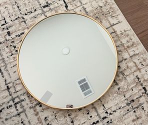 24" Round Gold-Framed Mirror