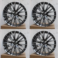 20x8 5x114.3 ET30 Hyper Black Wheels CB60.1 4pc Fits Toyota Camry Avalon Lexus ES IS Scion