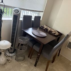 Dinning Table With Chair , Fan , Shelve , Lamps , Side Table / Cabinet 