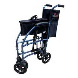 Nova 19” Lightweight Transport Wheelchair Blue 300 lb Capacity
