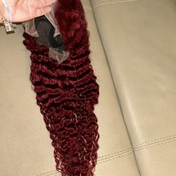 100% Human Hair 30 Inch Red Curly Wig 