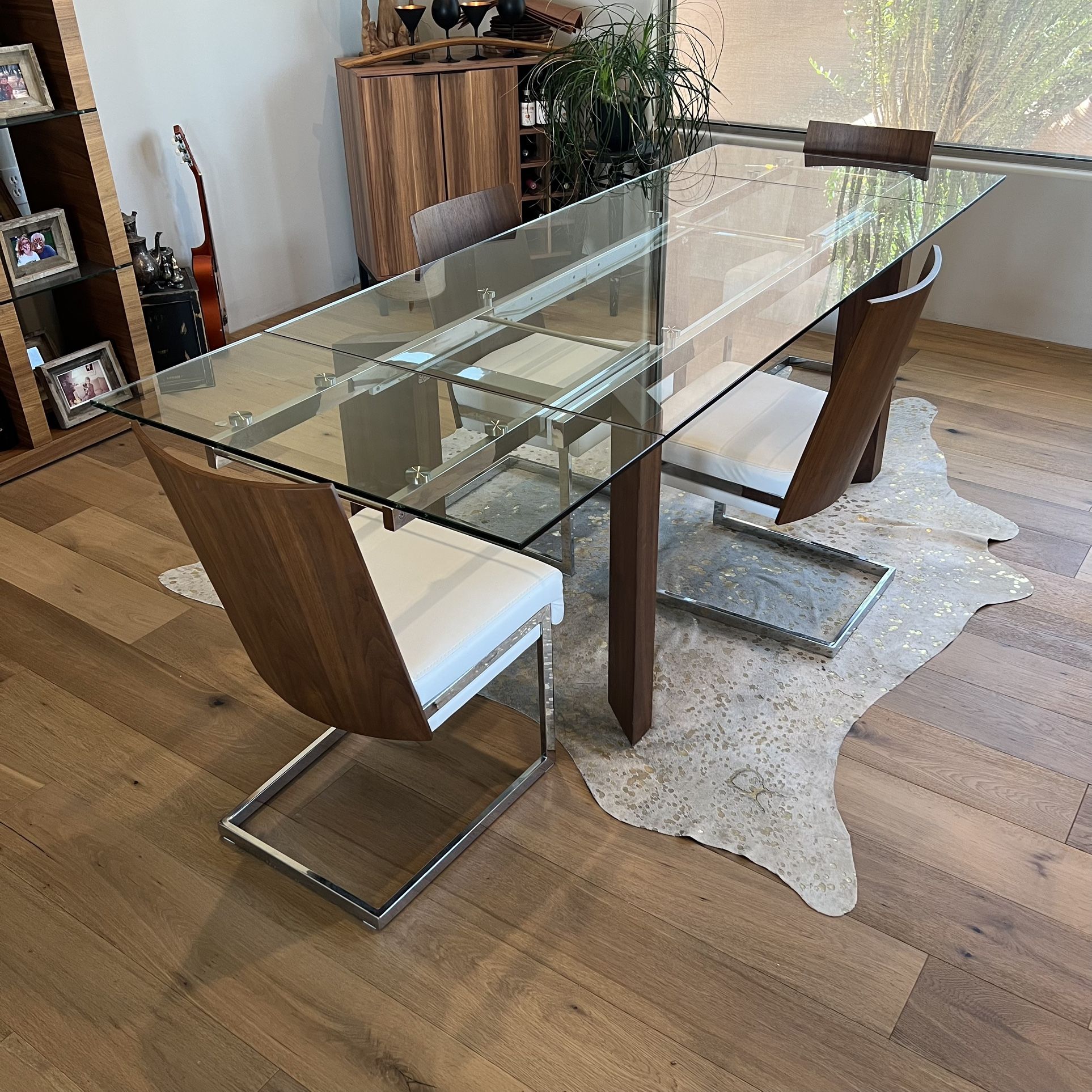 Orren Ellis Glass Wood Dining Table