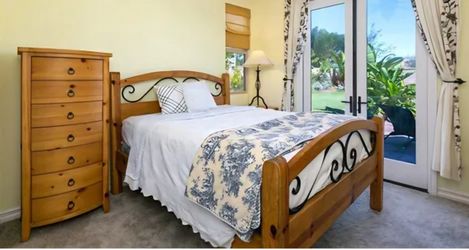 Wood and Wrought Iron Bed Frame