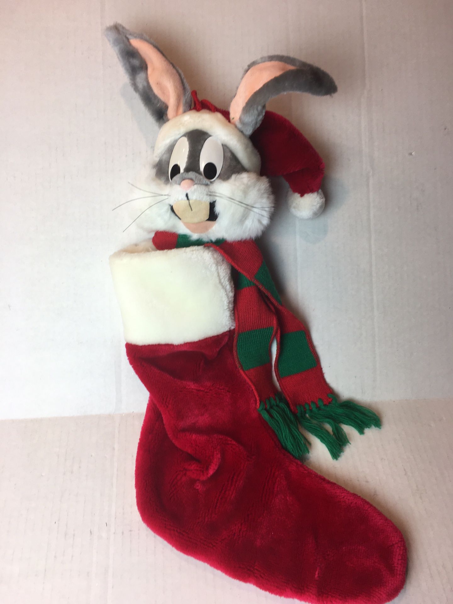 Looney Tunes Bugs Bunny 3D Plush Stuffed Animal Christmas Stocking Rare Vintage from the 1990s
