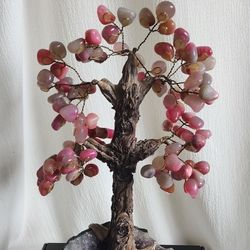 Purple Red Happy Crazy Agate Stone Tree with Purple Amethyst for Energy