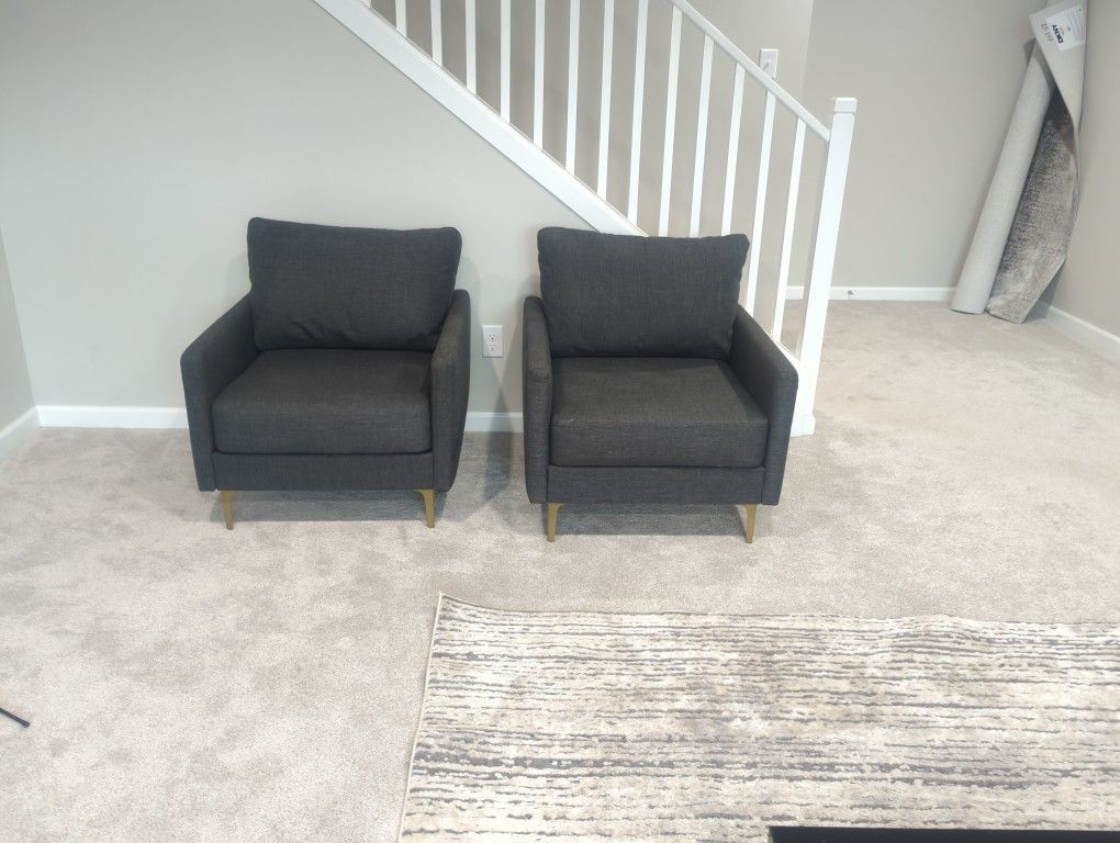 2 Like New Gray Accent Chairs