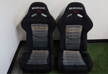 Pair (2) BRIDE Seats Low Max Racing Seats Black Adjustable Backrest w/ Sliders