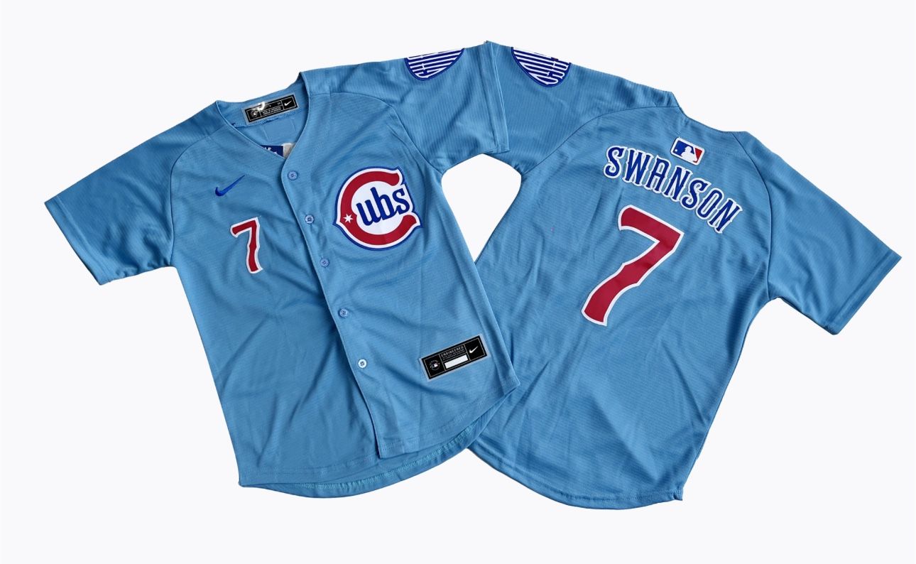 Chicago Cubs #7 Dansby Swanson Jersey Retro Blue Edition