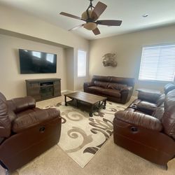 Reclining leather 3 piece living room set