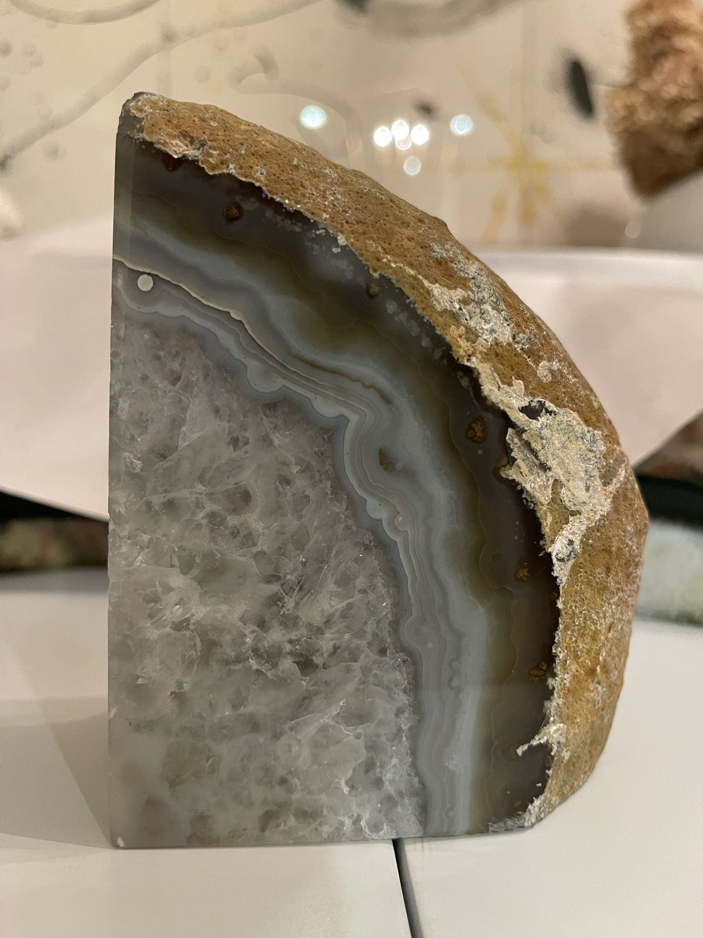 Decorative Gray Blue Geode Gem Stone