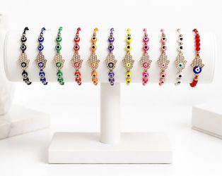 Set of 11 Hamsa Evil Eye Adjustable Friendship Bracelets