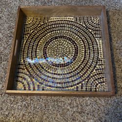 Beautiful Moroccan Tray - Bohemian Chic with Wood- New 