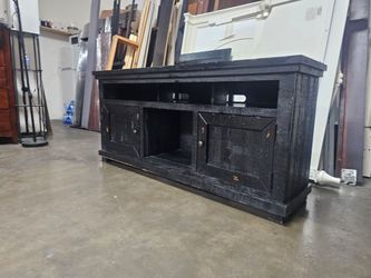 Black Distressed Wood TV Stand Console