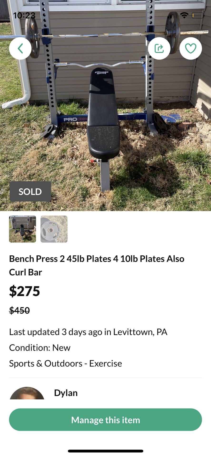 Bench Press 2 45lb Plates 4 10lb Plates Also Curl Bar