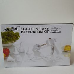 Homemate Cookie and Cake Decoration Kit,1cookie press/12 nozzles/6 cookie molds. Condition is "New" ( Open Box) Same Day Shipping, Don't forget to c