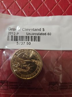 2012 -P GROVER   CLEVELAND  $1 UNCIRULATED   GOLD PLATED