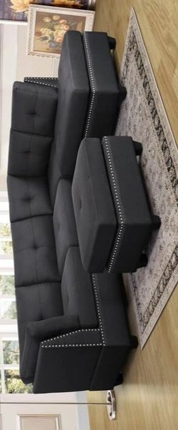 SIENNA GRAY FABRIC SECTIONAL WITH OTTOMAN