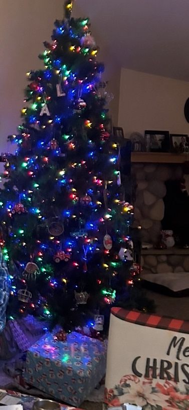 9’ Christmas Prelit Tree Decorations Included