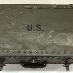 Vintage soldier Barber kit box. IM-1944. Box only. No tools. Metal and wood. Latches work. 15” W x 8