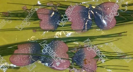 FAUX FLORAL ACCENT BUTTERFLIES (2) PACKAGES FOR $5