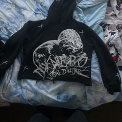 cropped Black Hoodie Small