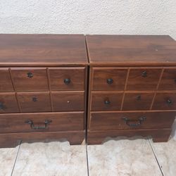 Set of 2 Timber Cherry Finish Multi-Drawer Nightstands 