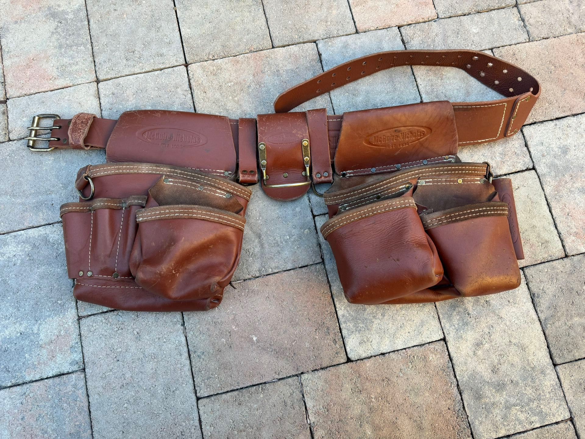 Tool Belt Pouch McGuire-Nicholas Oil Tanned Leather 10 Pocket Nail