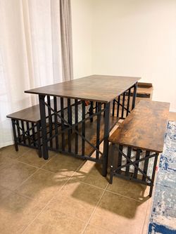 Dining Table with Two Benches