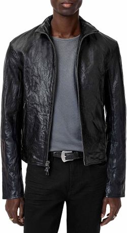 John Varvatos Leather Jacket Black Size Medium