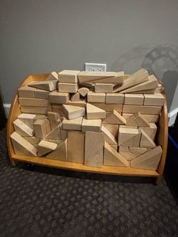 Kids Wood Block Set w/ Storage