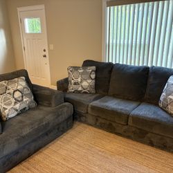 Dark Grey Couch and Arm Chair Set
