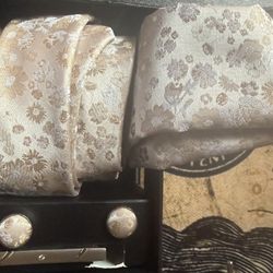 Men Gold & cream tie Set