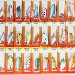 30 Pack Bass Fishing Crankbaits Rattle Traps Hard Baits Lures Diving Freshwater Crappie Tackle