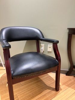 Black Leather Guest Chair with Nailhead Trim