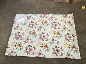 60 x 84 Decorative Floral Fabric 100% Cotton Tablecloth ~Muted Pink and Yellow Blooms on Cream Base