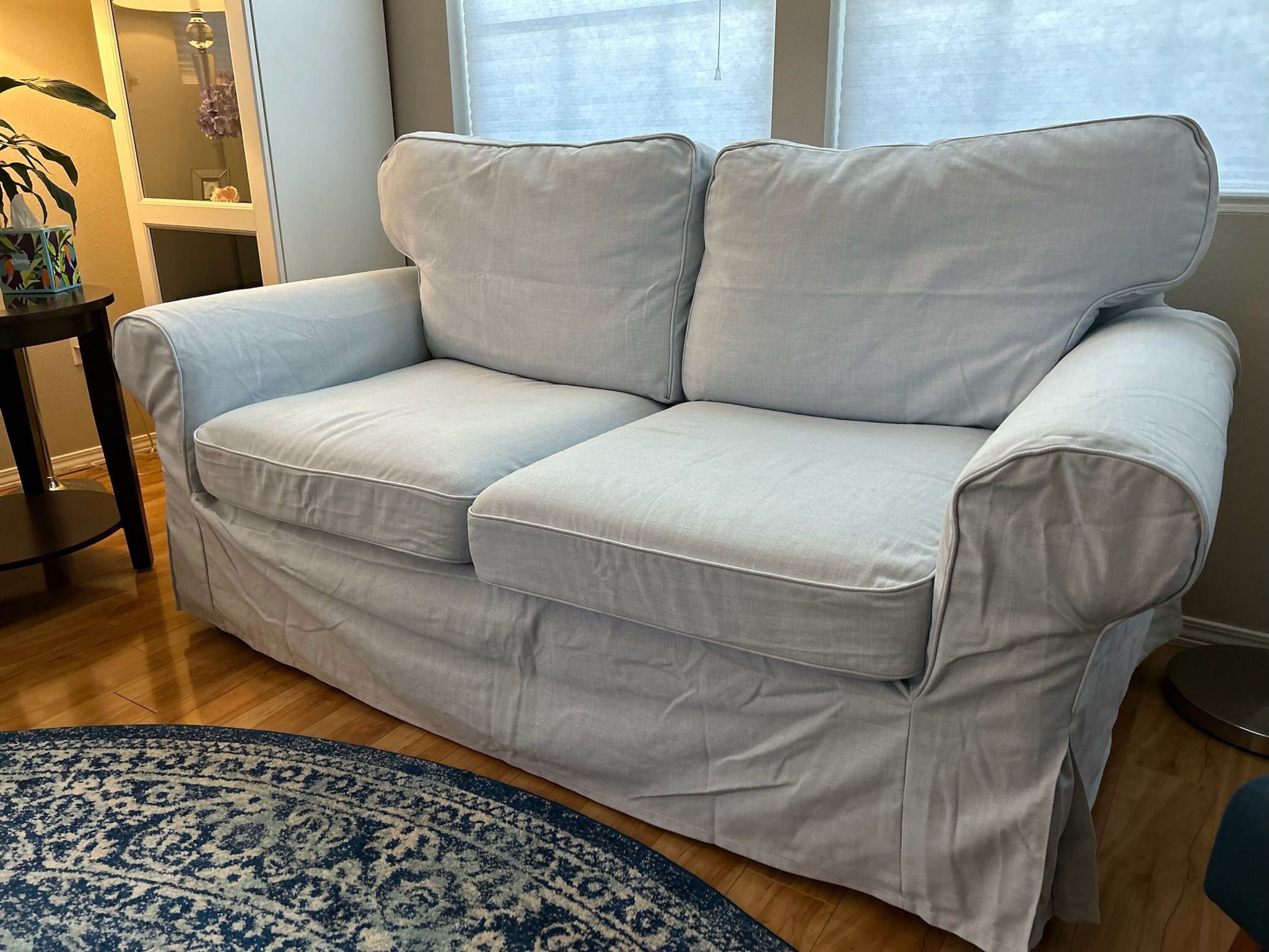 IKEA Ektorp 2 Seat Sofa COVER in Light BLUE, loveseat cover ONLY