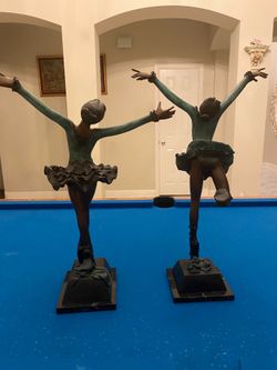 Signed Large and heavy ballerina statue mounted on marble - each $550