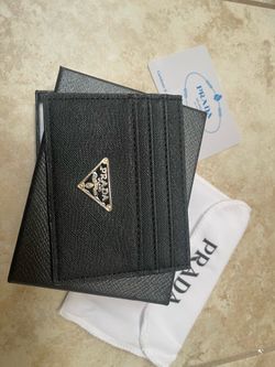 Black Solid Logo Card Wallet for Women Credit Card Holder