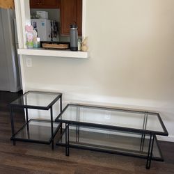 Glass Coffee Table & Side Table 