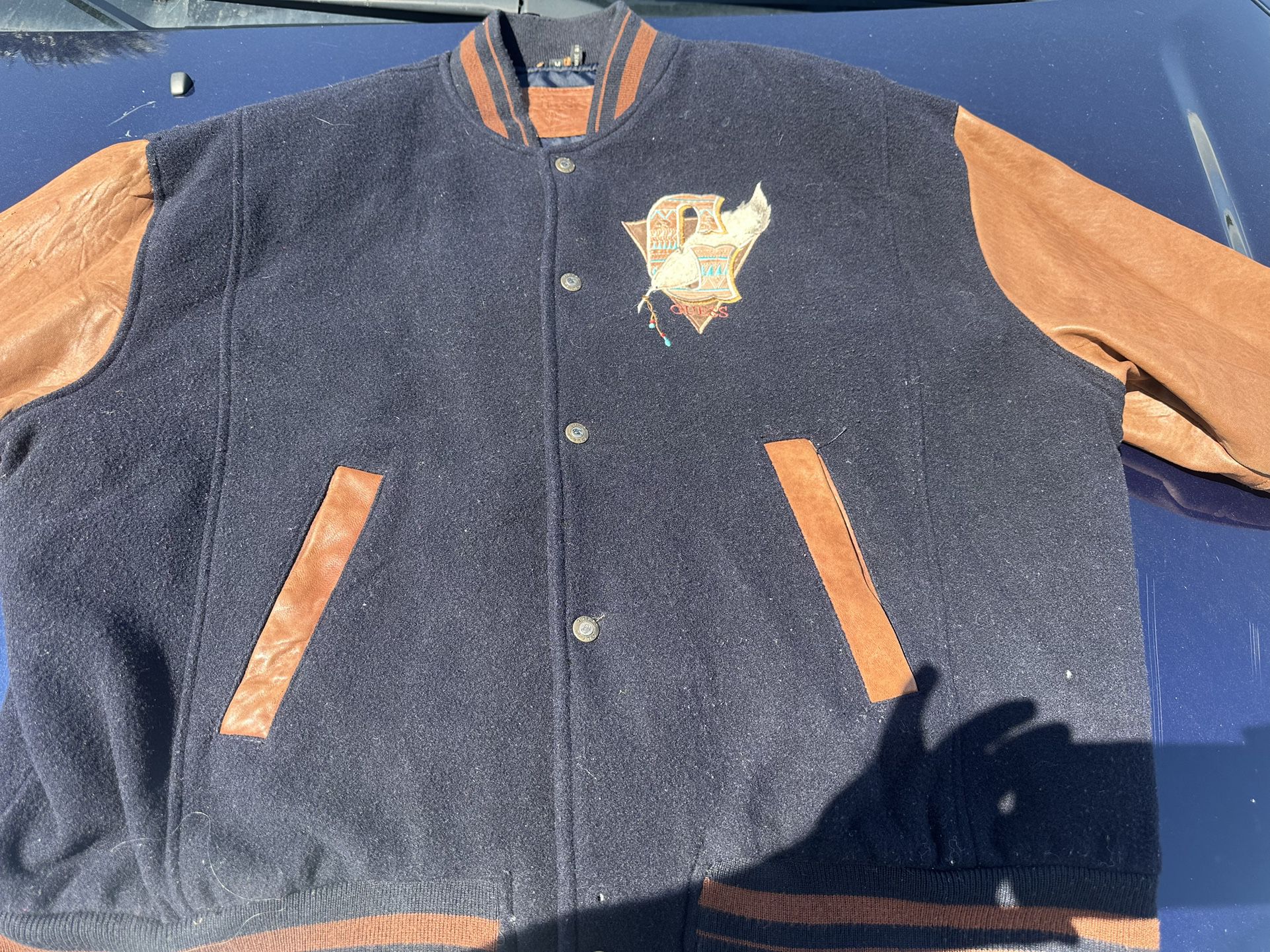 90s Guess Indian Head Letterman Jacket 